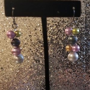 Multi Color Pearl Drop Earrings